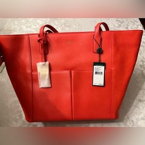 Orange Lauren Ralph Lauren tote, new with tags. Color: Valencia